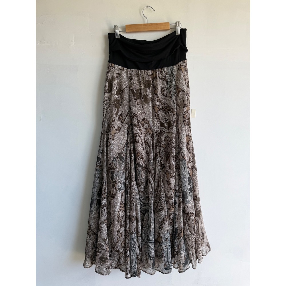 Lapis Paisley Maxi Skirt Brown Black Boho Flowy Whimsical Goth earthcore fairy L